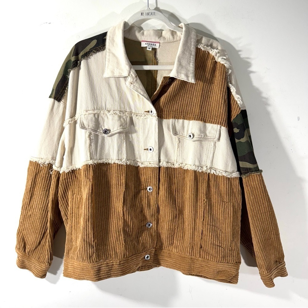 Andree Mixed Media Oversized Corduroy Jacket